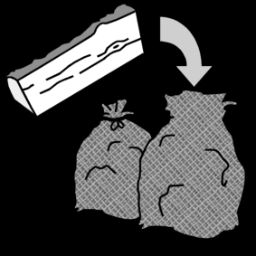 placez le bois dans le sac